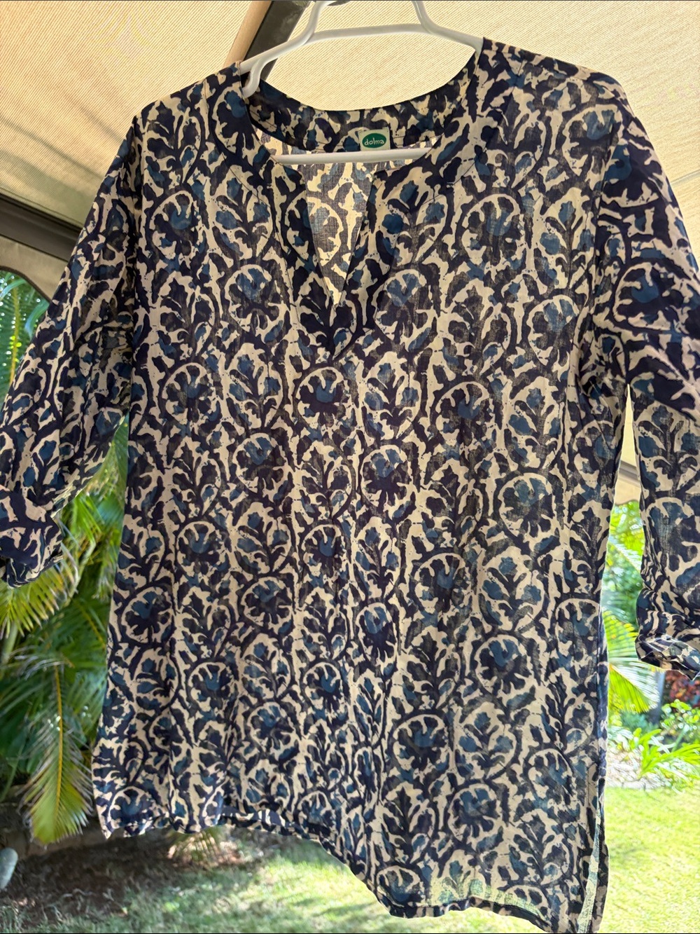 Boden Navy Floral V-Neck Tunic Top - Women's